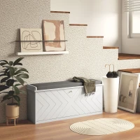 HOMCOM Shoe Storage with Seat, Upholstered Hallway Bench, Shoe Bench with Flip Drawer, Adjustable Shelf for 10 Pairs of Shoes(m-1)