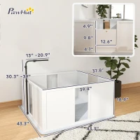 PawHut Whelping Box for Dogs with Retractable Light Stand, Washable Waterproof Pee Pad & Adjustable Door, 39" x 38" x 19"(m-3)