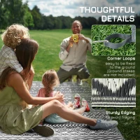 Outsunny Reversible Outdoor Rug Waterproof Plastic Straw RV Rug with Carry Bag, 9' x 18', Grey and Cream White Boho(m-9)