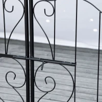 Outsunny 7.1FT Metal Garden Arch with Gate and 4 Planter Boxes, Garden Arbor Trellis for Climbing Plants, Outdoor Wedding, Decoration, Bridal Party, Black(m-10)
