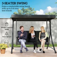 Outsunny 3 Person Outdoor Porch Swing Chair with Adjustable Canopy, Black(m-7)
