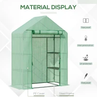 Outsunny 55" x 28" x 75" Walk-in Greenhouse Portable Garden Plant Flower Seed Warm House with 4 Shelves Outdoor Plant Growth Hot House PE Cover Green(m-4)
