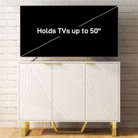 HOMCOM Sideboard Buffet Cabinet with Adjustable Shelves, Living Room Cabinet, TV Cabinet for 50 Inch TV, White(m-7)