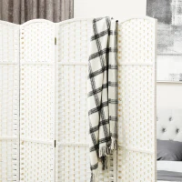 HOMCOM Folding Room Divider Screen 4 Panel 5.6 ' Tall Privacy Screen Freestanding Room Partition for Home Office, White(m-7)