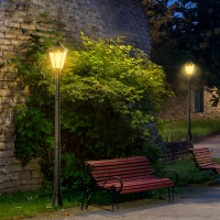 Outsunny 77" Solar Lamp Post Light Outdoor Street Lamp, Motion Activated Sensor PIR, Adjustable Brightness for Backyard, Black(m-8)