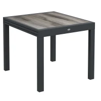 Outsunny Extendable Dining Table, Rectangular Patio Outdoor Table with Aluminum Frame and Plastic Board Tabletop for Lawn, Grey(m-2)