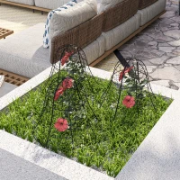 Outsunny 6 Pack Garden Cloches for Plants, 16" x 13" Metal Crop Cage, Plant Cages to Keep Animals Out, Black(m-10)