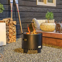 Outsunny Metal Wood-burning Smokeless Fire Pit, Black(m-1)