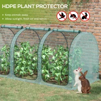 Outsunny 9' x 4' Crop Cage, Plant Protection Tent with Three Zippered Doors, Storage Bag and 4 Ground Stakes, for Garden, Yard, Lawn, Green(m-4)