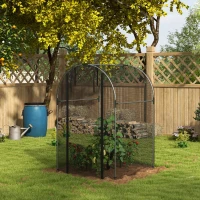 Outsunny Galvanized Steel Crop Cage, Plant Protection Tent with Zippered Door, 4' x 4', Black(m-10)
