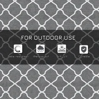 Outsunny Waterproof  Outdoor Rug, 6' x 9' RV Rug Reversible Mat for Backyard, Deck, Picnic, Beach, Camping, Grey & White Net(m-6)