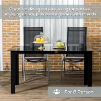 Outsunny Aluminium Outdoor Dining Table for 6, 59" x 35" Rectangle Patio Table with Tempered Glass Tabletop, for Garden, Backyard, Lawn, Balcony, Black(m-6)