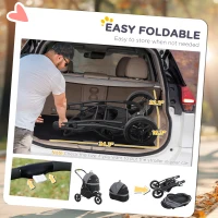 PawHut 3 in 1 Pet Jogging Stroller for Small Dogs and Cats with Detachable Carrier, Storage Basket, Gray(m-5)