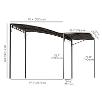 Outsunny 10x8ft Patio Metal Gazebo with Extendable Side Awning, Outdoor Shelter Shade Canopy Deck Awning, Brown(m-3)