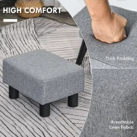 HOMCOM Ottoman Foot Rest, Small Foot Stool with Linen Fabric Upholstery and Plastic Legs, Cube Ottoman for Living Room, Gray(m-4)