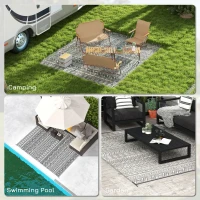 Outsunny Reversible Outdoor Rug Carpet RV Camping Rugs with Carry Bag, 8' x 10', Gray & Cream White Boho(m-5)