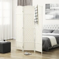 HOMCOM Folding Room Divider Screen 3 Panel 6' Tall Privacy Screen Freestanding Wood Partition for Home Office, White(m-10)