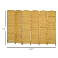 HOMCOM Folding Room Divider Screen 6 Panel 6' Tall Privacy Screen Freestanding Wood Partition for Home Office, Nature Wood(m-3)