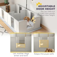 PawHut Whelping Box for Dogs w/ Retractable Light Stand, Waterproof Pee Pad & Adjustable Height Door for Medium Breed Dogs(m-5)