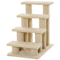 PawHut 25" 4-Step Multi-Level Carpeted Cat Scratching Post Pet Stairs, Cream White