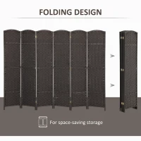 HOMCOM Folding Room Divider Screen 6 Panel 5.6 ' Tall Privacy Screen Freestanding Room Partition for Home Office, Brown(m-5)