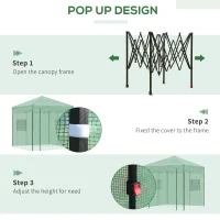Outsunny 8' x 6' Portable Pop Up Greenhouse, Outdoor Walk-in Hot House with Roll-up Door & 2 Windows, Foldable Garden Green House for Plants Herbs Vegetables, Green(m-10)