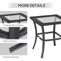 Outsunny 3 Pieces Patio Wicker Rocking Chair Set,  Outdoor PE Rattan Bistro Set Conversation Rocker Set with 2 Chairs 1 Coffee Table for Backyard, Deck, Poolside, Dark Grey(m-5)