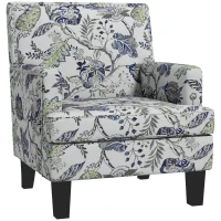 HOMCOM Upholstered Armchair, Mid-Century Accent Chair with Floral Pattern, Nailhead Trim for Living Room, Bedroom, Multicolour(m-11)