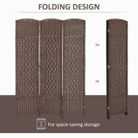 HOMCOM Folding Room Divider Screen 3 Panel 6' Tall Privacy Screen Freestanding Wood Partition for Home Office, Brown(m-4)