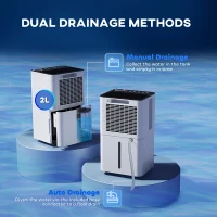 HOMCOM 25pints/Day Dehumidifier with Continuous Drainage, Timer, Dehumidifier for Condensation, Mould, Laundry Drying(m-6)