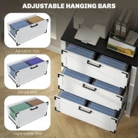 HOMCOM 3 Drawer Filing Cabinet, Farmhouse Office Storage Cabinet with Adjustable Hanging Bars for Letter, A4, Legal Size, White(m-6)