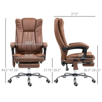 Vinsetto Massage Office Chair with 6 Points and Heat, Reclining Computer Chair with Adjustable Height and Footrest, Brown(m-3)
