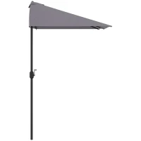 Outsunny 8ft Half Round Umbrella Outdoor Balcony Parasol Patio Garden Outdoor Window Sun Shade w/ 5 Ribs(m-18)