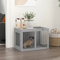 PawHut 31.5" Dog Crate Furniture with Double Doors, for Medium Dogs, Grey(m-8)