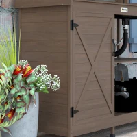 Outsunny Wooden Potting Bench with Storage, Sink, Water Tap for Backyard, Patio, Balcony, Dark Brown(m-9)