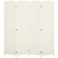 HOMCOM Folding Room Divider Screen 4 Panel 6' Tall Privacy Screen Freestanding Wood Partition for Home Office, White(m-1)