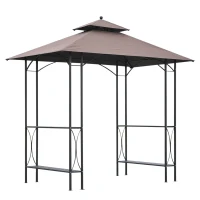 Outsunny 8' x 5' Grill Gazebo Double Tiered Tent Pavilion Grill Canopy Garden Sun Shade with 2-Tires Shelf(m-11)