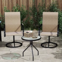 Outsunny Patio Swivel Chairs Set of 2, High Back Patio Dining Chairs with All-Weather Mesh for Backyard, Lawn, Garden, Brown(m-8)