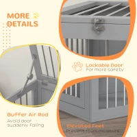PawHut 31.5" Dog Crate Furniture with Double Doors, for Medium Dogs, Grey(m-6)