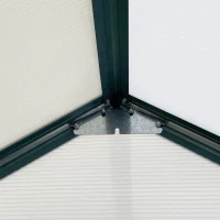 Outsunny 6' x 8' x 6.5' Polycarbonate Greenhouse, Walk-in Green House with Adjustable Roof Vent Galvanized Base Sliding Door Rain Gutter for Outdoor Garden Backyard, Green(m-8)