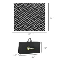 Outsunny Reversible Outdoor Rug Carpet RV Camping Rugs with Carry Bag, 8' x 10', Black & Gray Geometric(m-3)