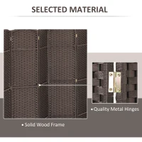 HOMCOM Folding Room Divider Screen 8 Panel 5.6 ' Tall Privacy Screen Freestanding Room Partition for Home Office, Brown(m-6)