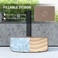 Outsunny Round Patio Umbrella Base Holder, Heavy Duty Outdoor Umbrella Stand Base, Filled Up to 44lbs with Stand or 40lbs with Water for Garden, Poolside, Brown(m-4)
