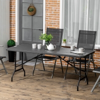 Outsunny Foldable Patio Dining Table for 6, Rectangular Outdoor Table for Garden Lawn Backyard, Dark Grey