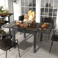 Outsunny Extendable Dining Table, Rectangular Patio Outdoor Table with Aluminum Frame and Plastic Board Tabletop for Lawn, Grey