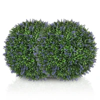 HOMCOM 2 Pack Artificial Plant Lavender Topiary Balls, 16.5 Inch(m-11)