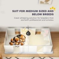 PawHut Whelping Box for Dogs w/ Retractable Light Stand, Waterproof Pee Pad & Adjustable Height Door for Medium Breed Dogs(m-7)