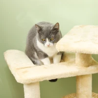 PawHut 44" Cat Tree Tower with Scratching Posts, Cat Condo, Hammock, Bed, Platforms, Toy Balls for Indoor Cats(m-8)