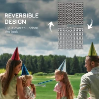 Outsunny Reversible Outdoor Rug Carpet RV Camping Rugs with Carry Bag, 8' x 10', Black & White Clover(m-7)