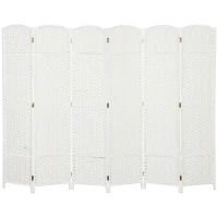 HOMCOM Folding Room Divider Screen 6 Panel 5.6 ' Tall Privacy Screen Freestanding Room Partition for Home Office, White(m-1)